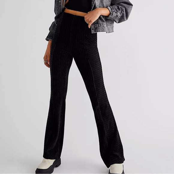 Free People Pants - Slim Pull-On Velvet Flare Pants